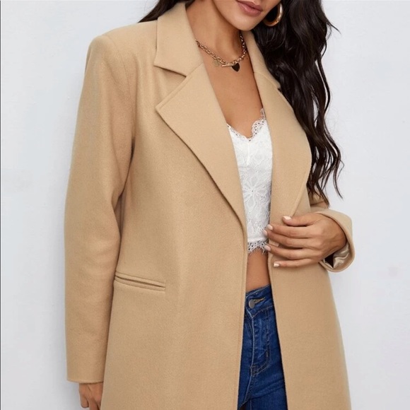 Camel peacoat trench long classic jacket tan - Picture 3 of 4